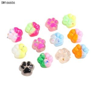 Cute Cat Paw Squishy Fidget Toy, Transparent Glitter Paw Squeeze Stress Relief Toy for Kids Party Favors