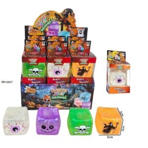 Halloween Jelly Cube Squishy Fidget Toy, Glitter Transparent Squeeze Stress Relief Toy for Kids Party Favors