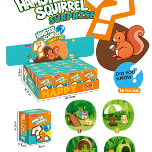 Hamster & Squirrel Surprise Blind Box, 4 Styles Assorted Mini Pet Scene Playset, 16Pcs Per Display Box