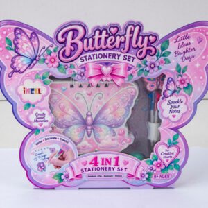 Butterfly Stationery Set, 4 in 1 Kids Journal Gift Set for Girls, Butterfly Shaped Window Box Diary Kit