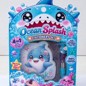 Ocean Splash Stationery Set, 4 in 1 Kids Journal Gift Set for Boys & Girls, Shark Shaped Window Box Diary Kit